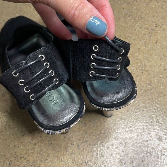 BCBGirls Worker Suede & Snake Embossed Leather Platform Slingback Heels 7.5 Blac - Picture 12 of 13